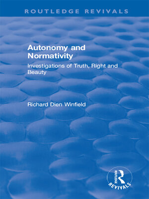 cover image of Autonomy and Normativity